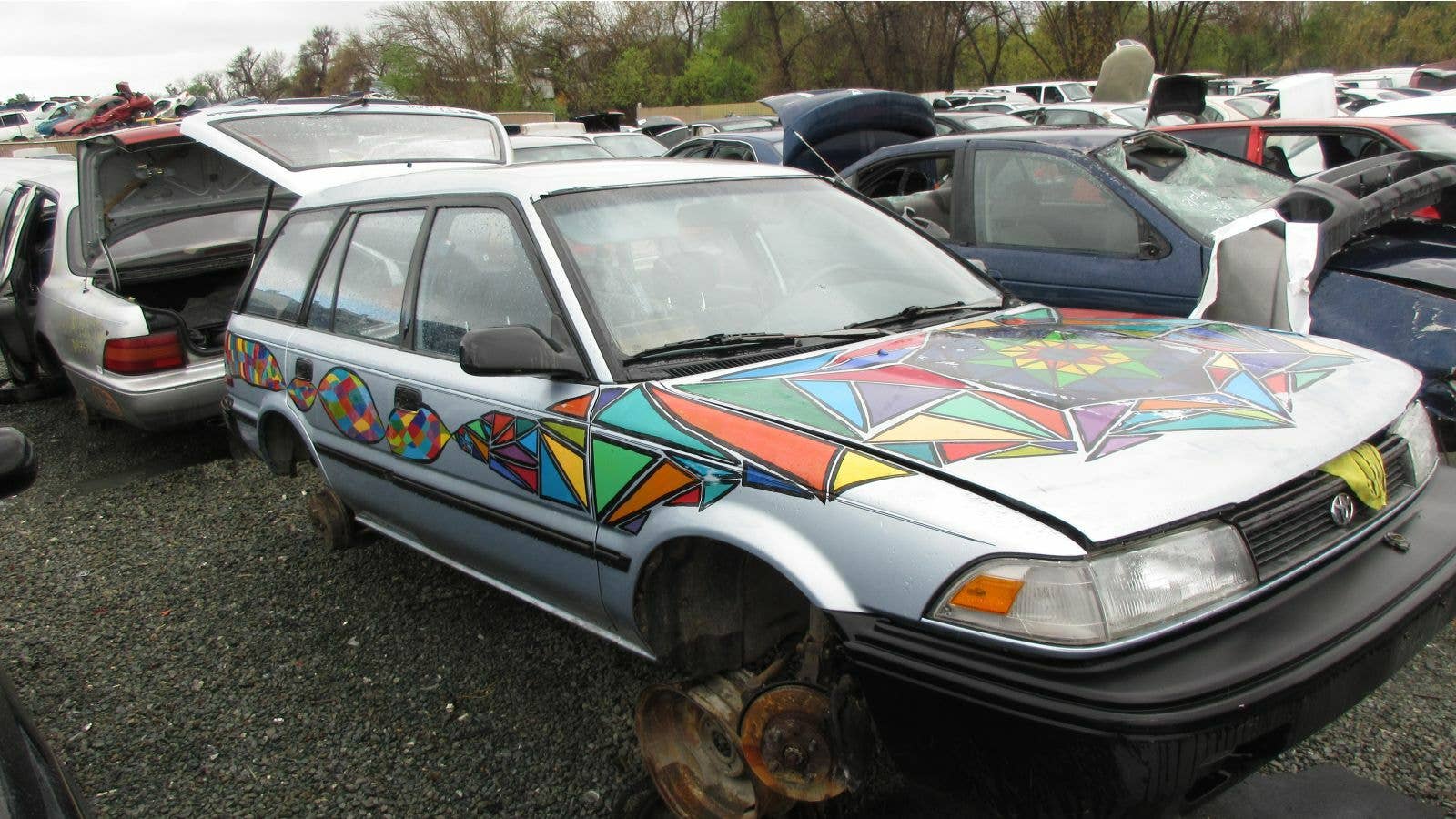Junked 1991 Toyota Corolla station wagon