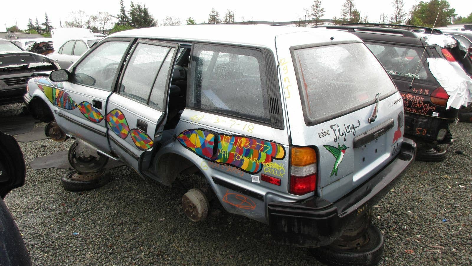 Junked 1991 Toyota Corolla station wagon