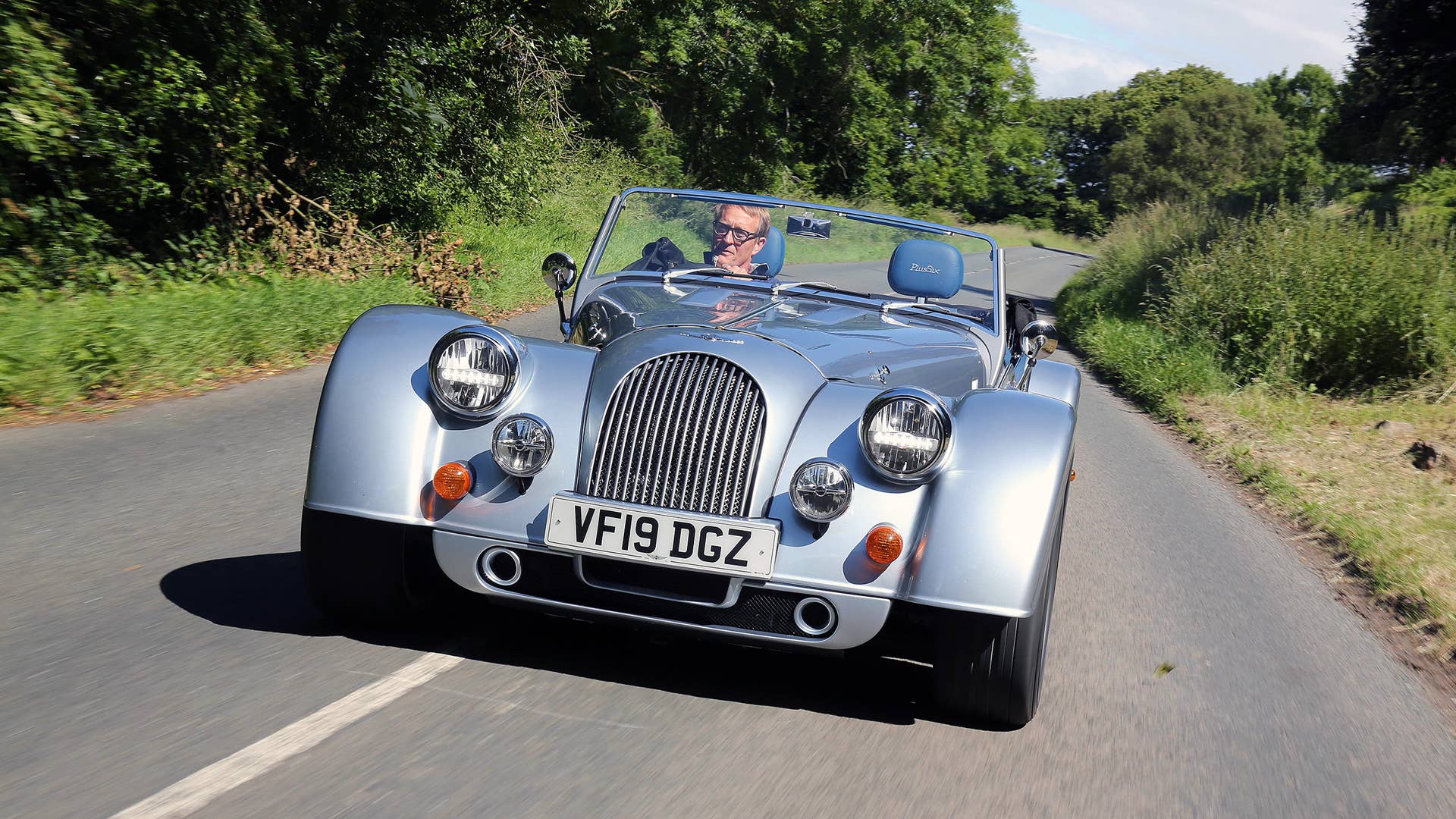 01/07/19. Andrew English drives the all new Morgan Plus Six from the Morgan Car Factory in Great Malvern through the Malvern Hills. Picture Copyright John Lawrence 078509 429934