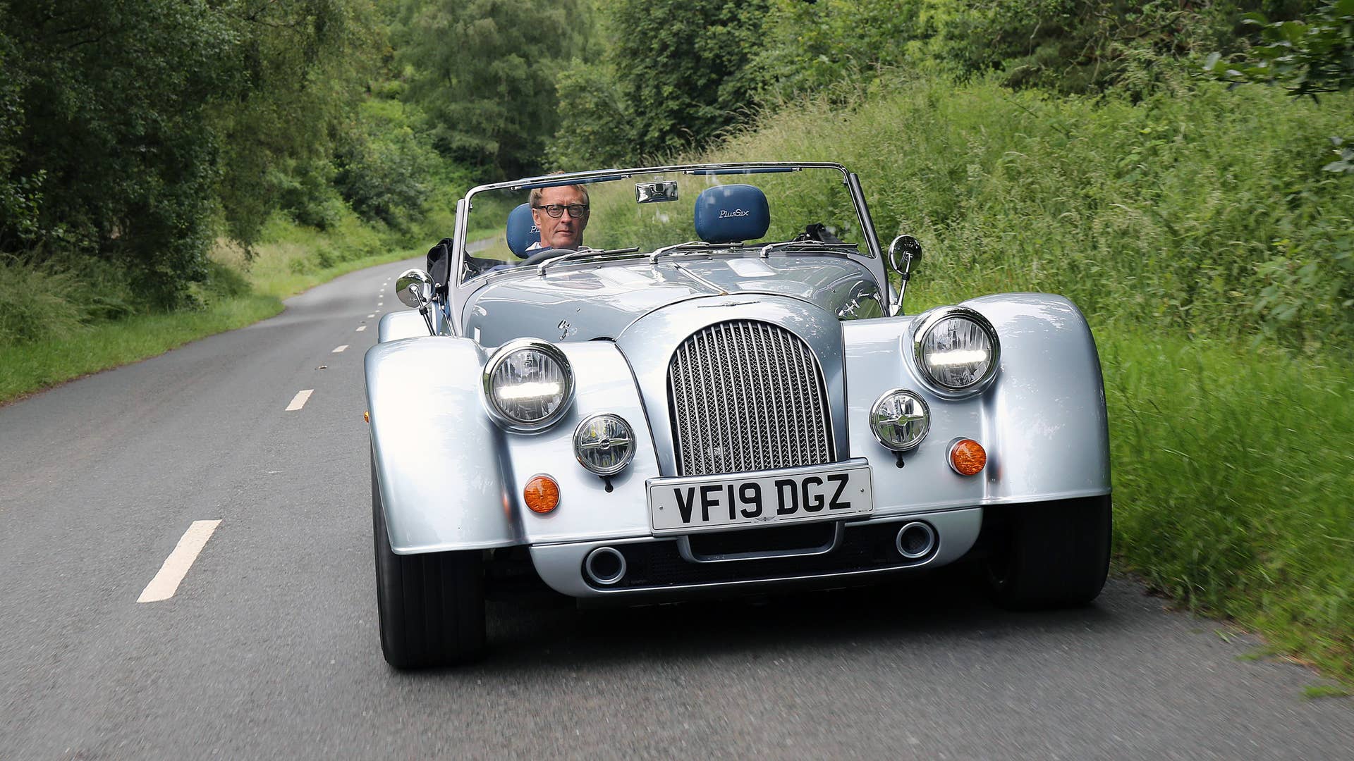 01/07/19. Andrew English drives the all new Morgan Plus Six from the Morgan Car Factory in Great Malvern through the Malvern Hills. Picture Copyright John Lawrence 078509 429934