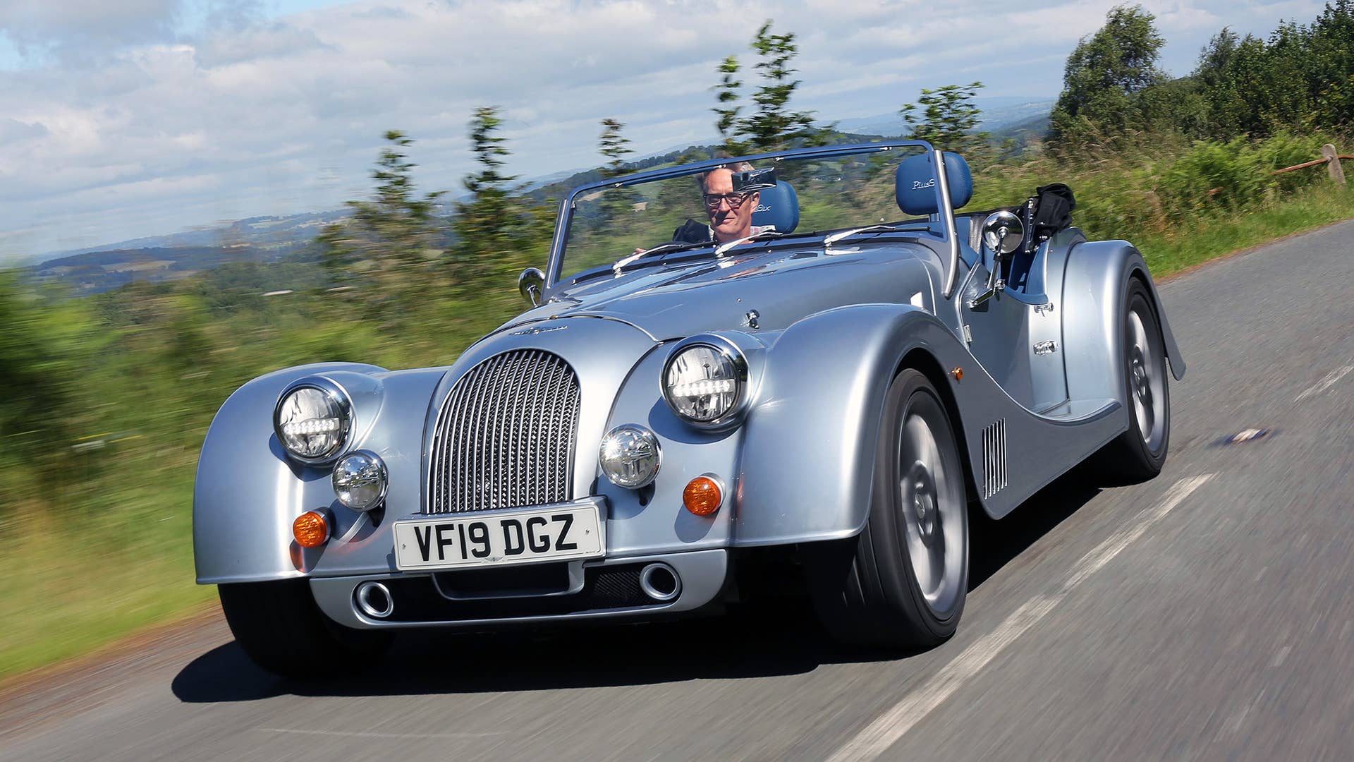 01/07/19. Andrew English drives the all new Morgan Plus Six from the Morgan Car Factory in Great Malvern through the Malvern Hills. Picture Copyright John Lawrence 078509 429934
