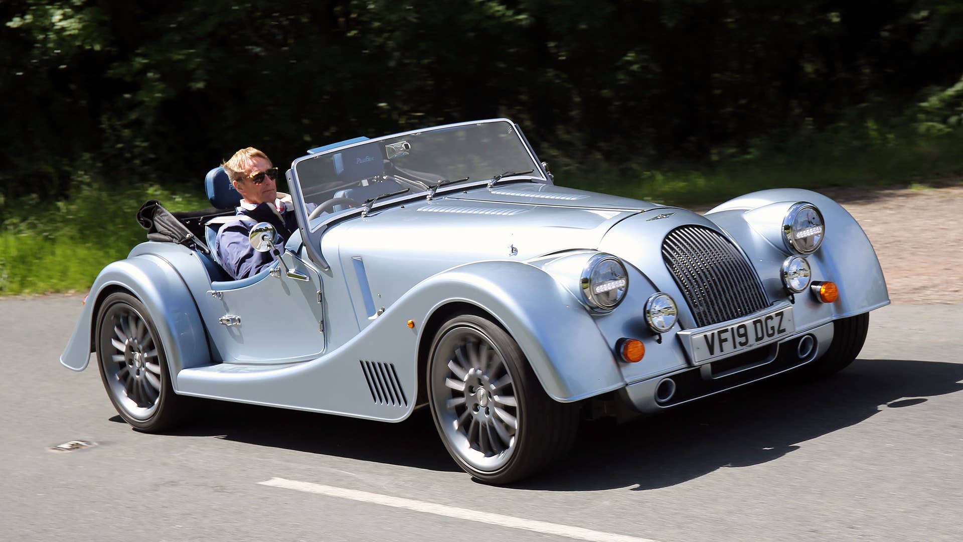 01/07/19. Andrew English drives the all new Morgan Plus Six from the Morgan Car Factory in Great Malvern through the Malvern Hills. Picture Copyright John Lawrence 078509 429934