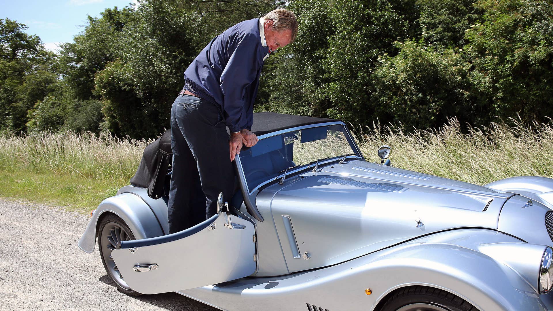 01/07/19. Andrew English drives the all new Morgan Plus Six from the Morgan Car Factory in Great Malvern through the Malvern Hills. Picture Copyright John Lawrence 078509 429934