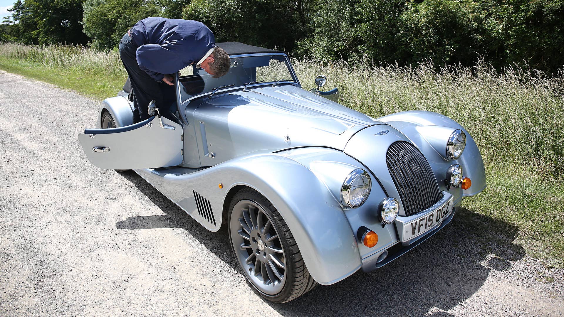 01/07/19. Andrew English drives the all new Morgan Plus Six from the Morgan Car Factory in Great Malvern through the Malvern Hills. Picture Copyright John Lawrence 078509 429934
