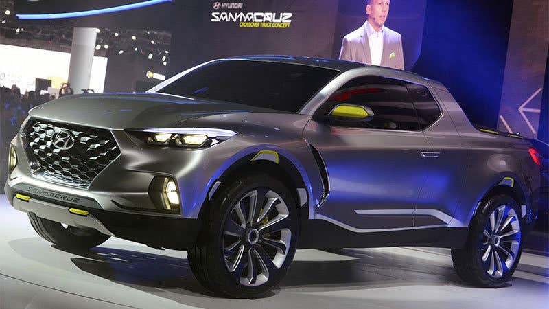 Hyundai Santa Cruz pickup with four doors, five seats, due around 2020