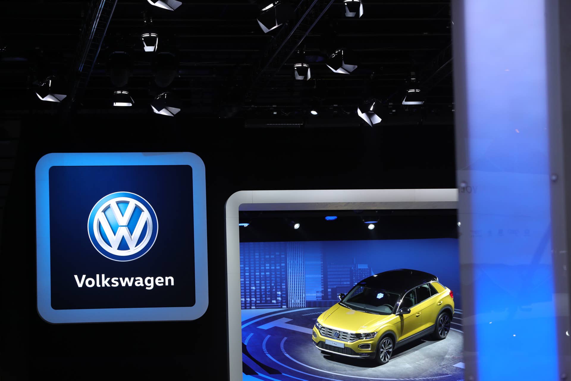 A Volkswagen AG (VW) T-Roc compact sport-utility vehicle (SUV) sits on display ahead of the IAA Frankfurt Motor Show in Frankfurt, Germany, on Monday, Sept. 11, 2017. The 67th IAA opens to the public on Sept. 14 and features must-have vehicles and motoring technology from over 1,000 exhibitors in a space equivalent to 33 soccer fields. Photographer: Krisztian Bocsi/Bloomberg via Getty Images