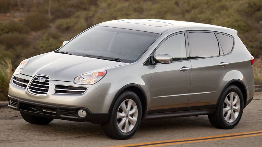 Gaaaah! Kill it. Kill it! All these years later and the Subaru B9 Tribeca is still ghastly, and it even dragged its ghastliness onto the Impreza (click ahead).