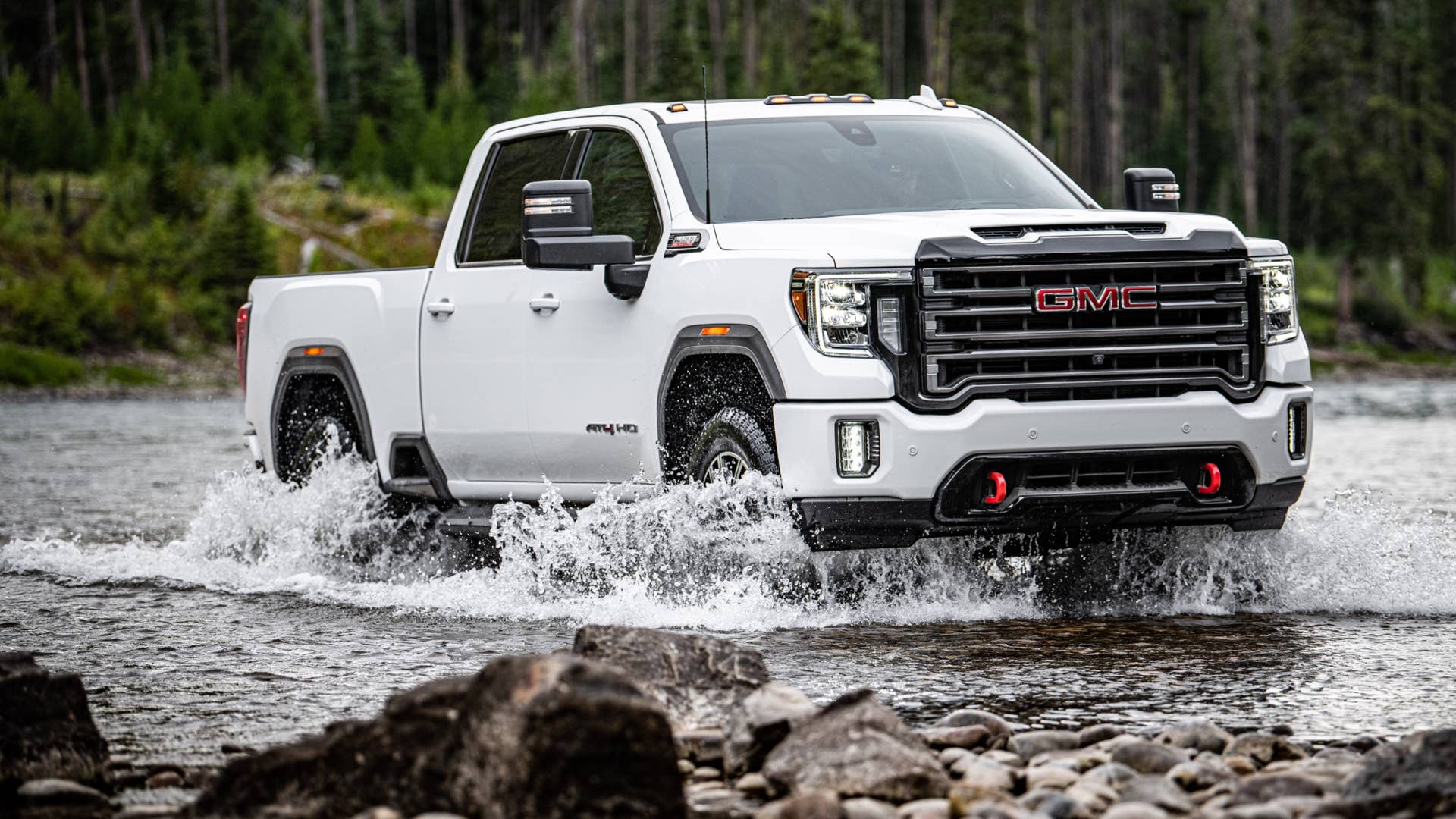2020 GMC Sierra HD AT4 driving through water