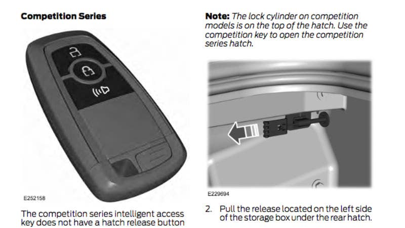 Screenshot from Ford GT owner's manual