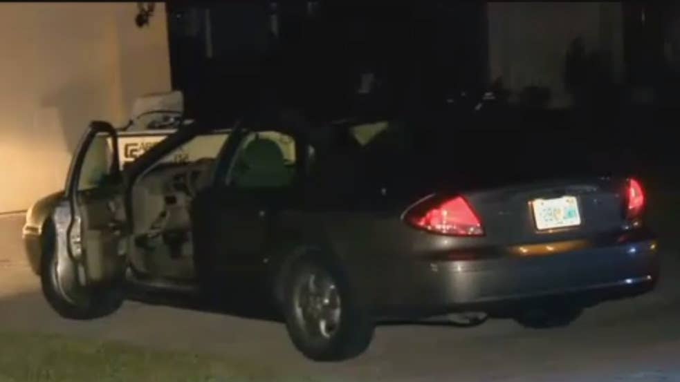 A 14-year-old girl tricked a pizza delivery driver by ordering a pie and stealing the car.