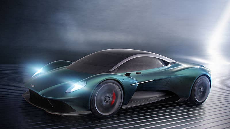 Aston Martin's third mid-engined supercar turns Valkyrie design language into series production form. The Vanquish will eventually challenge the Ferrari F8 Tributo and next-gen Lamborghini and McLaren supercars.