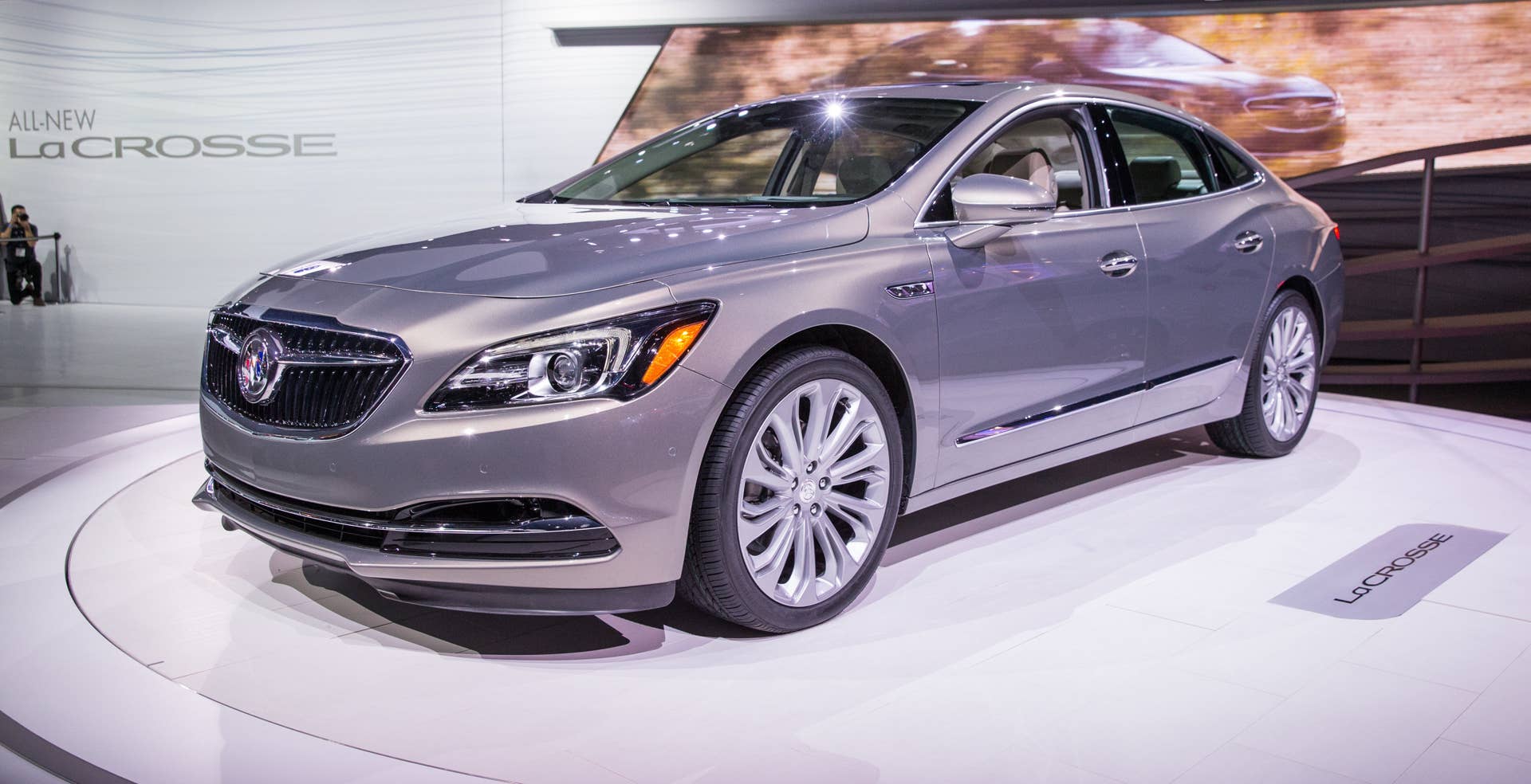 The 2017 Buick LaCrosse makes its world debut Wednesday, November 18, 2015 on the first media day of the Los Angeles Auto Show in Los Angeles, California. Inspired by the award-winning Avenir concept and the 1954 Wildcat II concept, the new LaCrosse is longer, lower and wider than the current model. The 2017 LaCrosse goes on sale in early summer 2016. (Photo by Dan MacMedan for Buick)