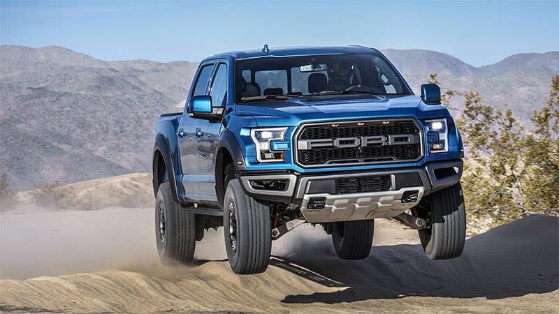 Ford's high-speed desert truck jumps.