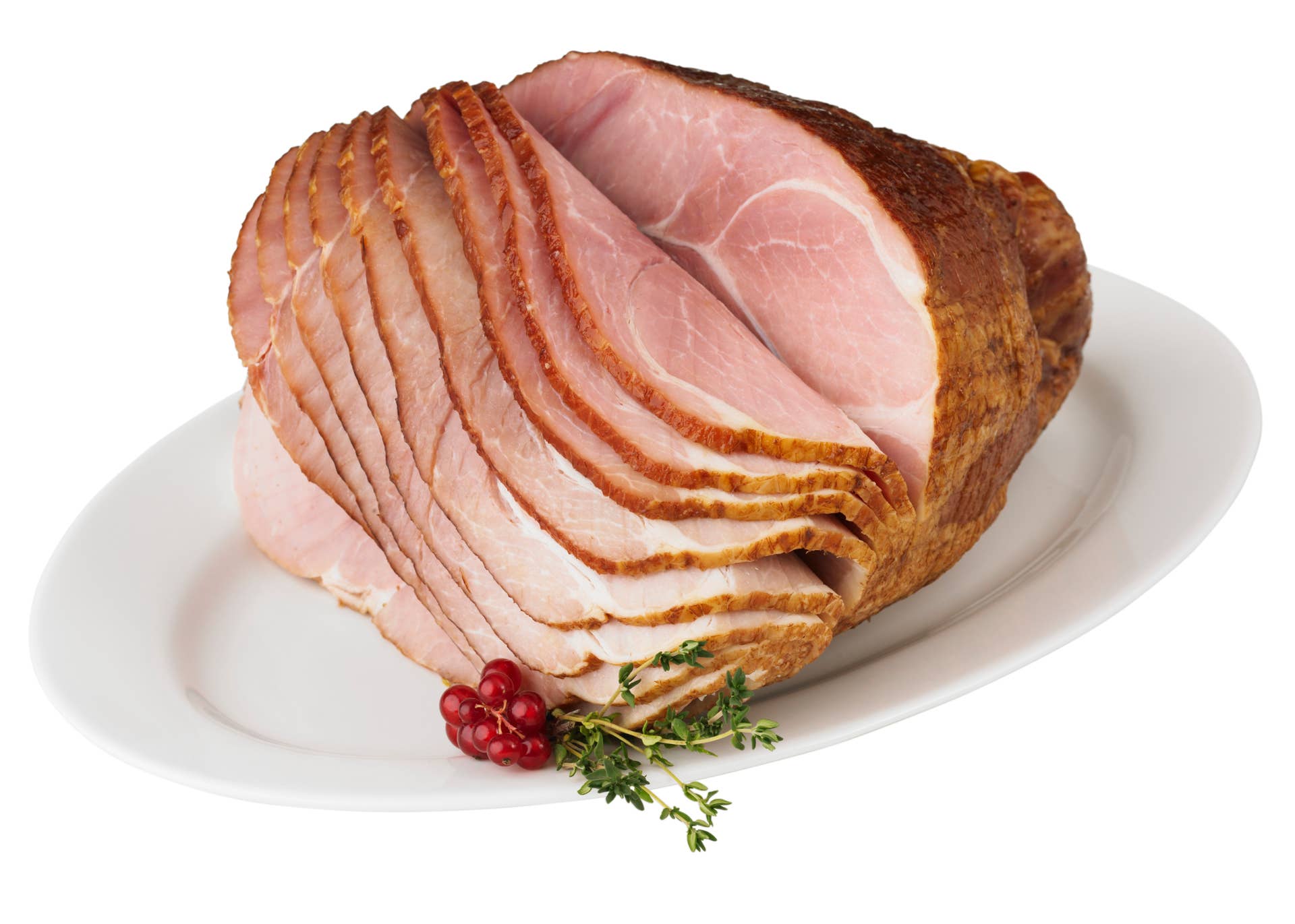 Spiral ham on platter
