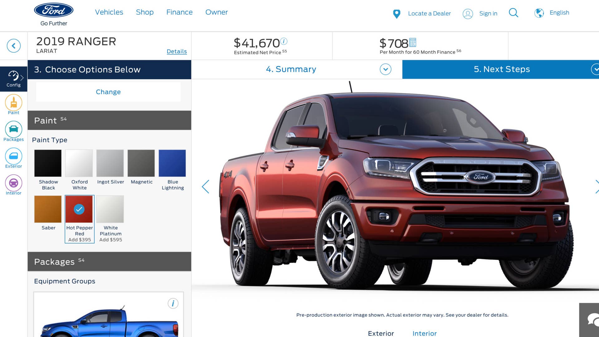2019 Ford Ranger hot pepper red