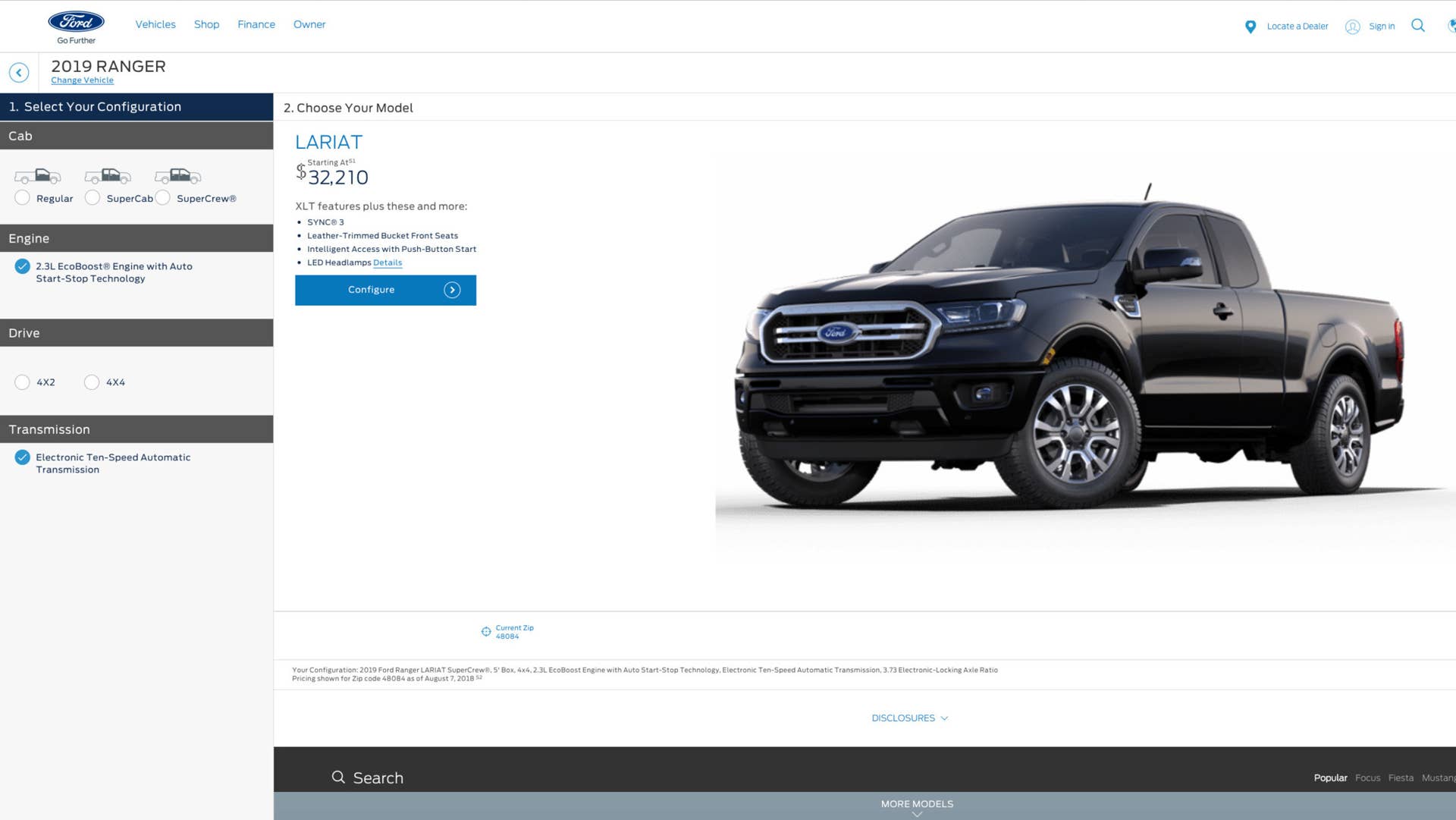 2019 Ford Ranger lariat