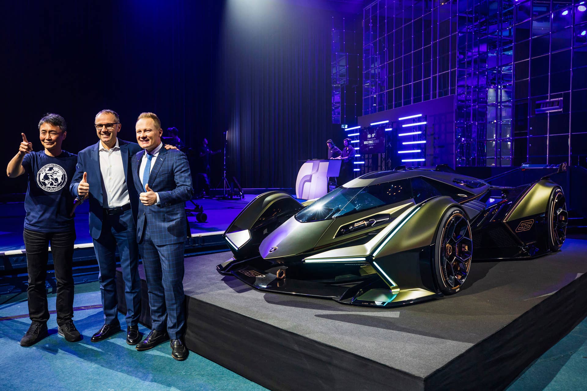 Lamborghini's single-seater, jet-inspired concept car for the Gran Turismo video game will be available next Spring powered by the Sian's 808-hp hybrid powertrain.