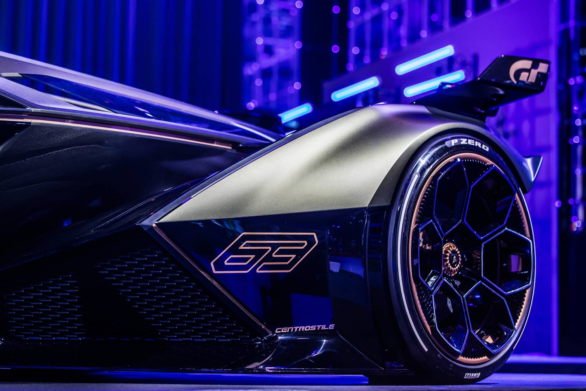 Lamborghini's single-seater, jet-inspired concept car for the Gran Turismo video game will be available next Spring powered by the Sian's 808-hp hybrid powertrain.