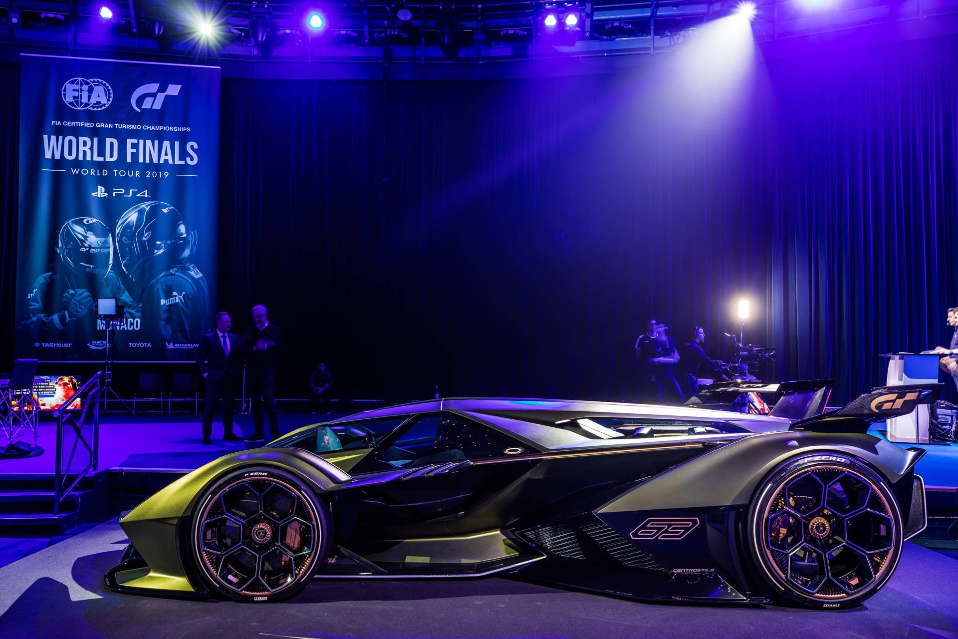 Lamborghini's single-seater, jet-inspired concept car for the Gran Turismo video game will be available next Spring powered by the Sian's 808-hp hybrid powertrain.