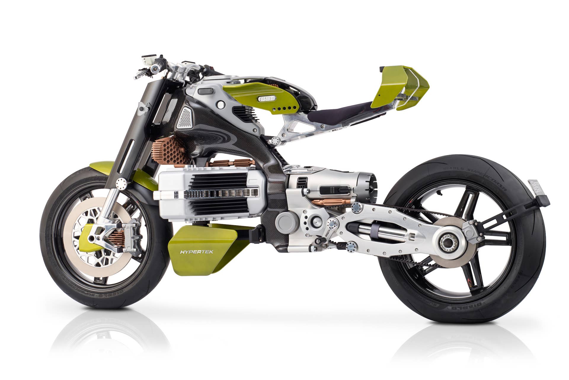 A venture between Blackstone Tek carbon fiber wheels and moto designer Pierre Terblanche, the HyperTek makes science fiction real.
