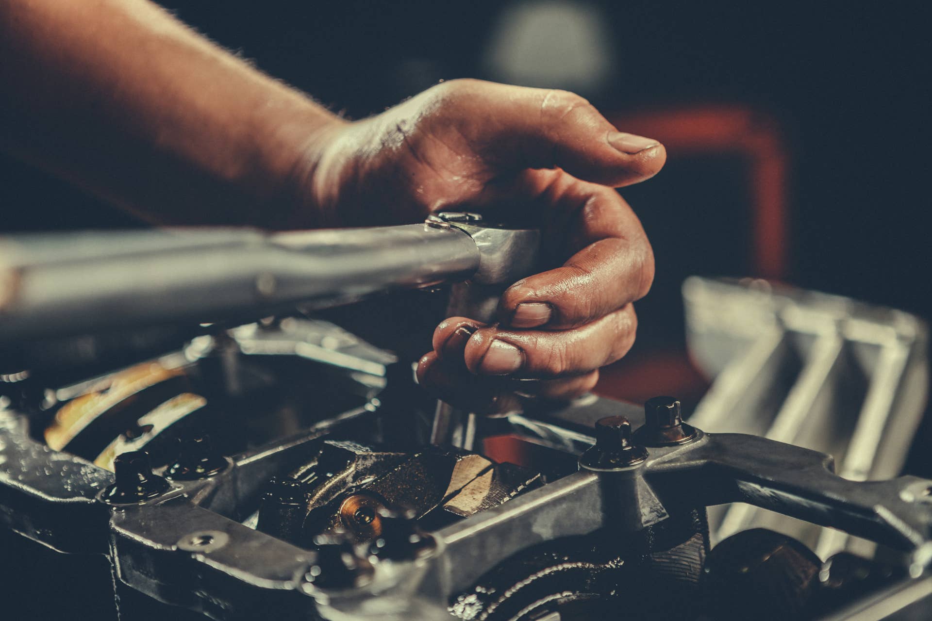 V8 Car Engine repair. Stock photo