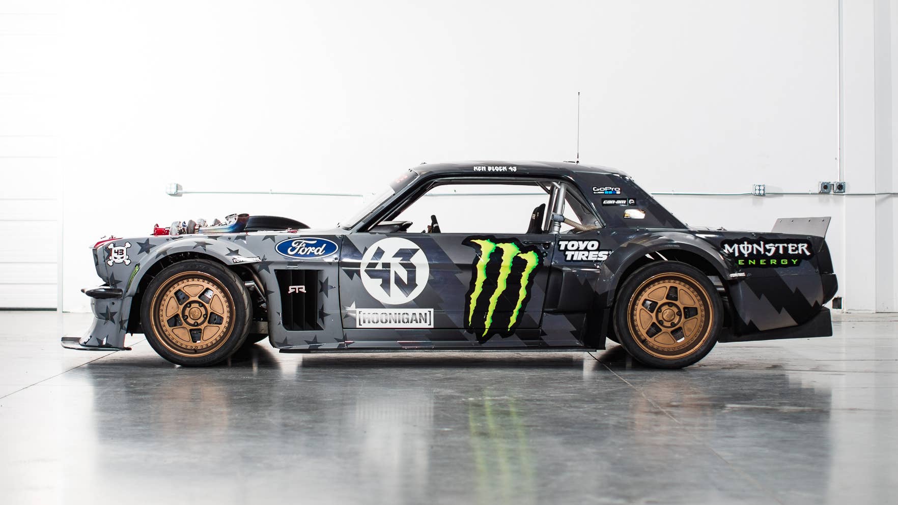 The Hoonicorn started as a 1965 Mustang notchback. Ken Block purposefully avoided the more popular fastback design, a decision that better matches the unorthodox powertrain. Why build what everyone else has built?