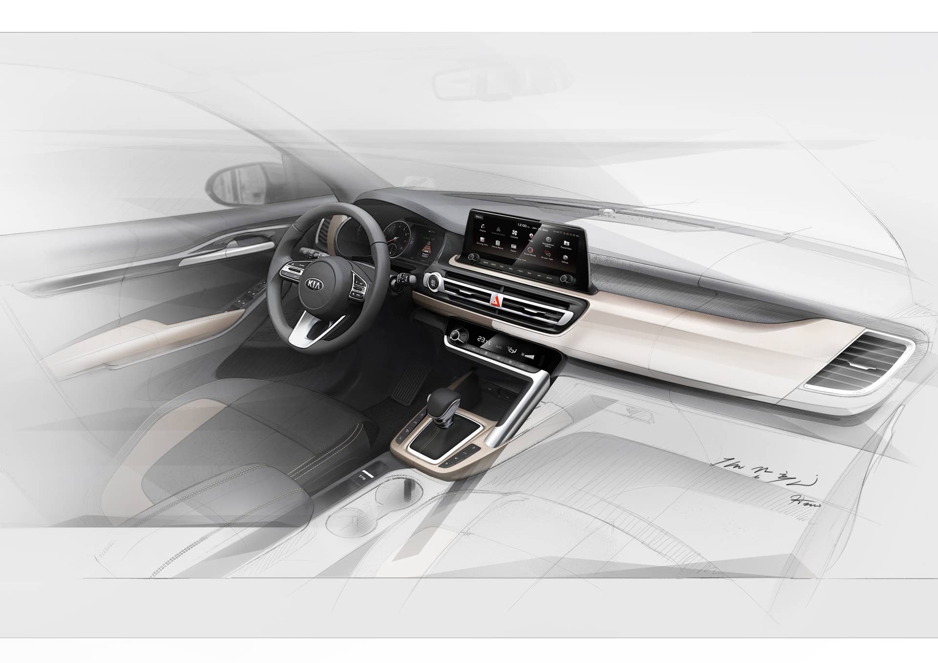 Interior Sketch of Kia's Small SUV