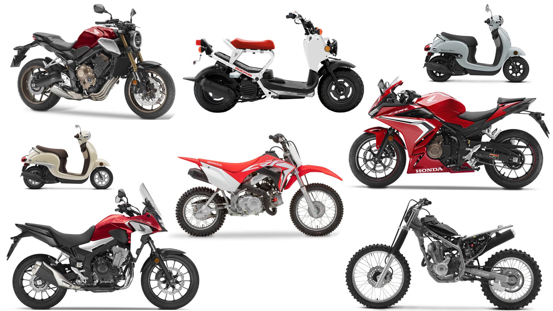 A variety of 2019 Honda motorcycles