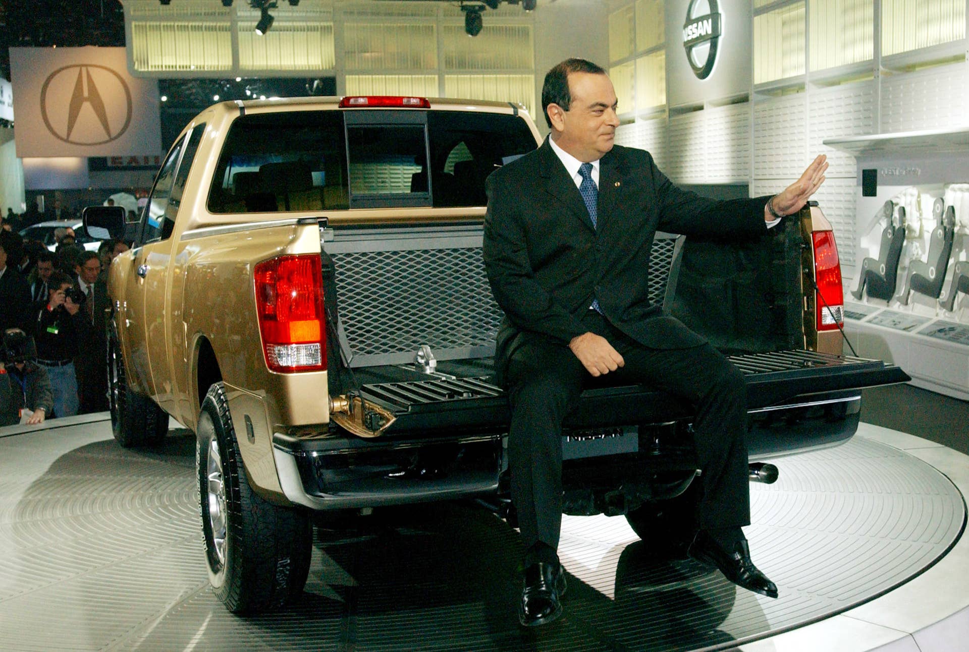 Carlos Ghosn shows off the new Nissan Titan