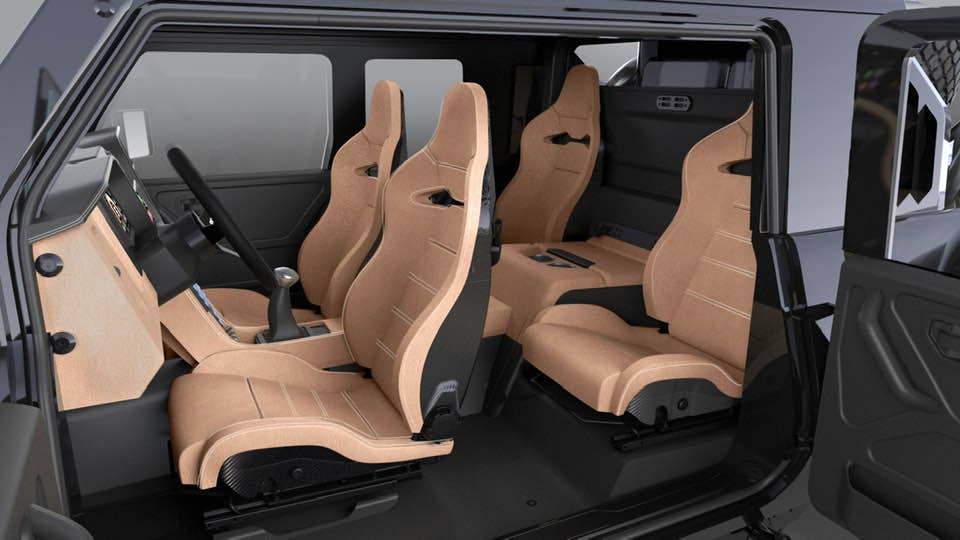 The plans for now are to put the rear occupants in stadium seating, their chairs raised above the level of the front seats. Combined with moving the front seats inboard, closer to one another.