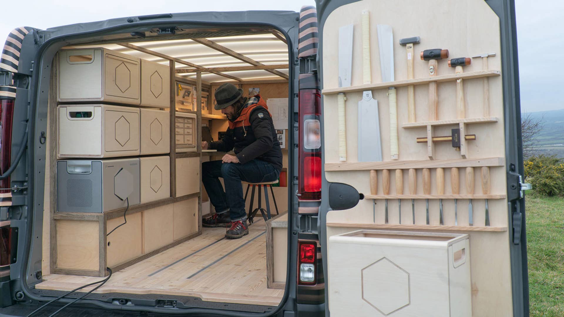 As a way to show their vans' diversity, Nissan outfitted an NV300 with a full woodworking shop.