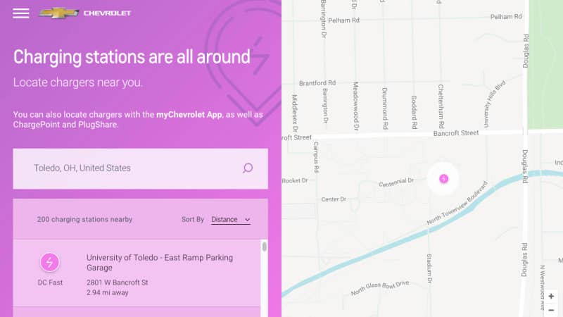 Chevy EV Life charger locator