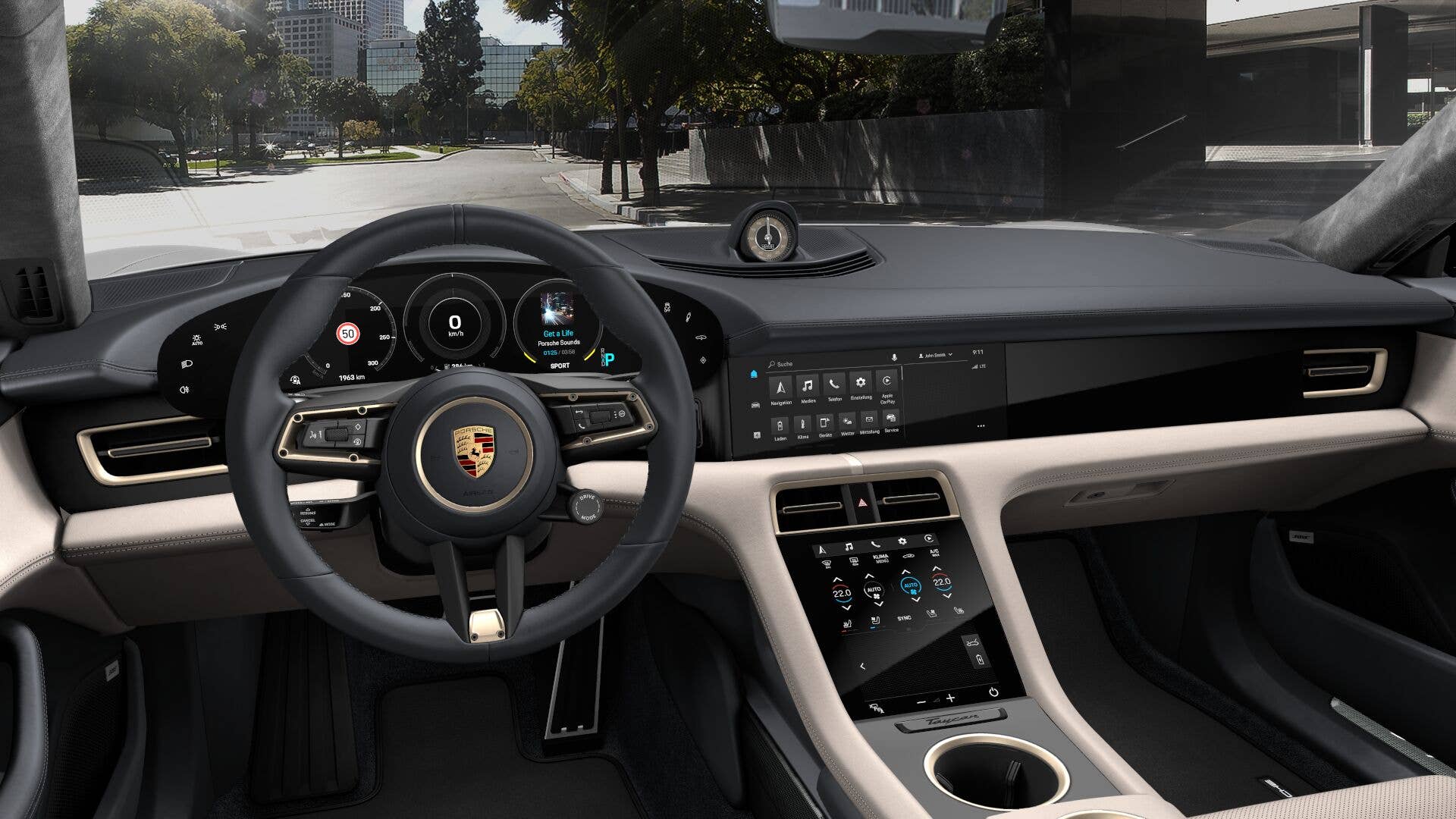 2020 Porsche Taycan Olea Club black and beige leather interior