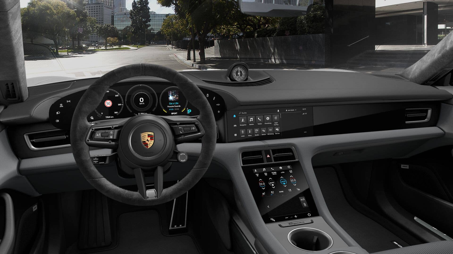 2020 Porsche Taycan grey Race-Tex interior