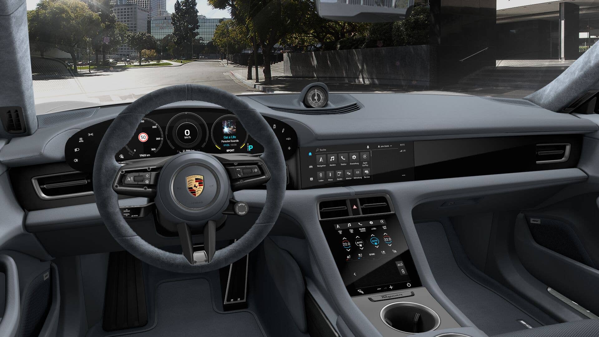 2020 Porsche Taycan Graphite Blue Race-Tex interior