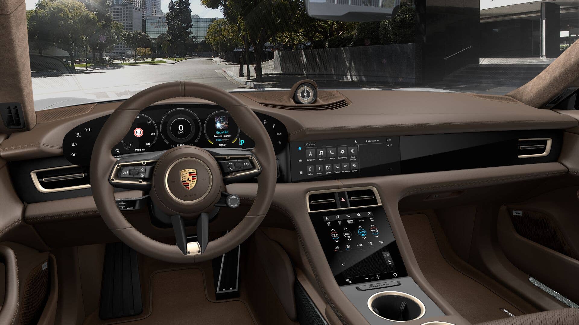 2020 Porsche Taycan Olea Club brown leather interior