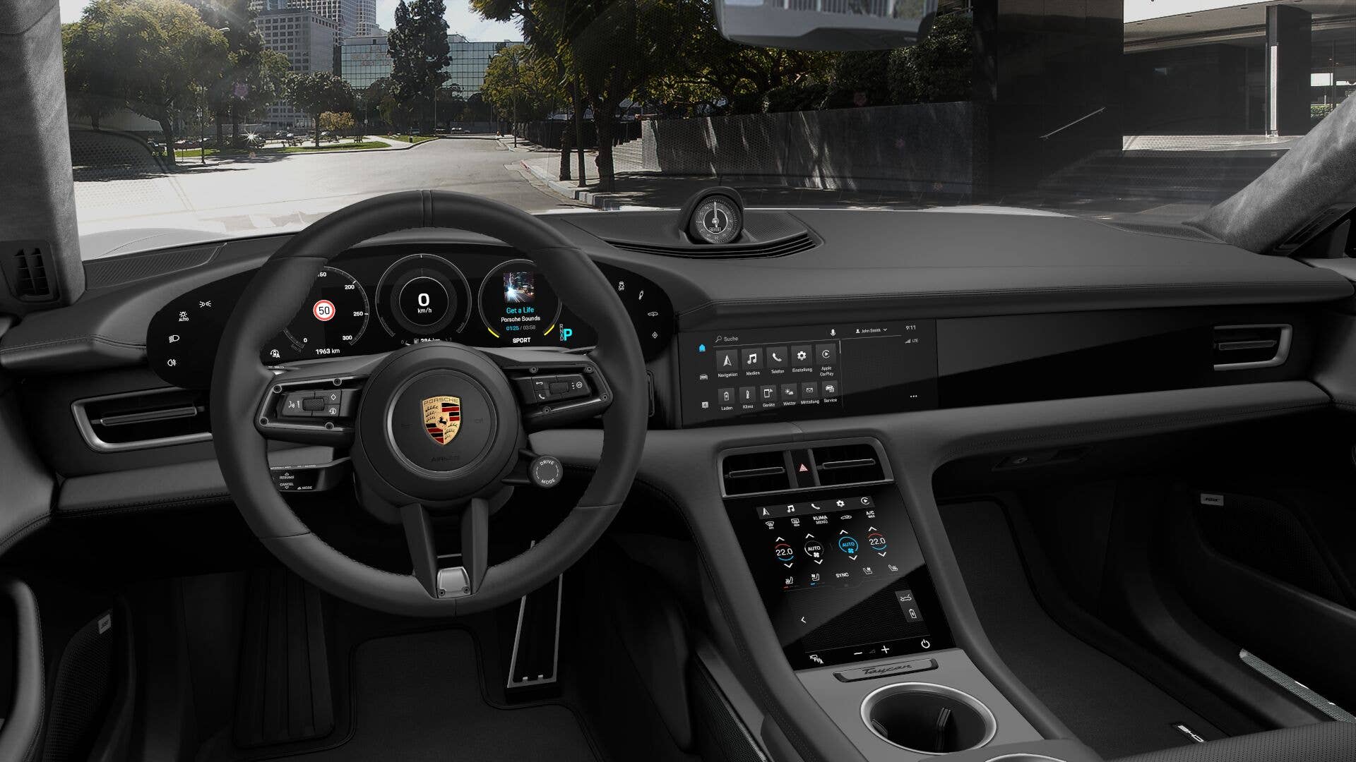 2020 Porsche Taycan black leather interior