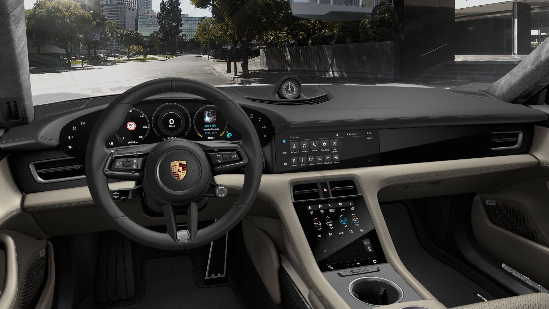 2020 Porsche Taycan beige leather interior
