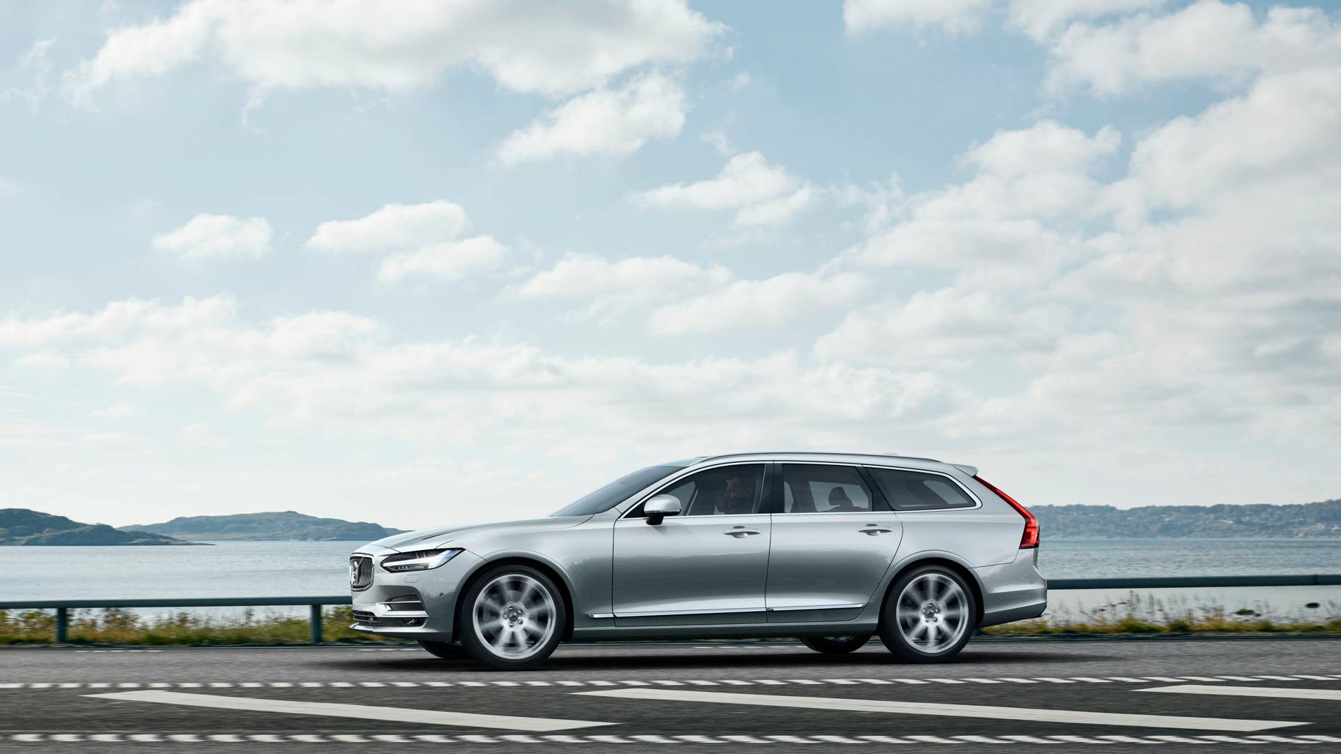 2018 Volvo V90 wagon on road
