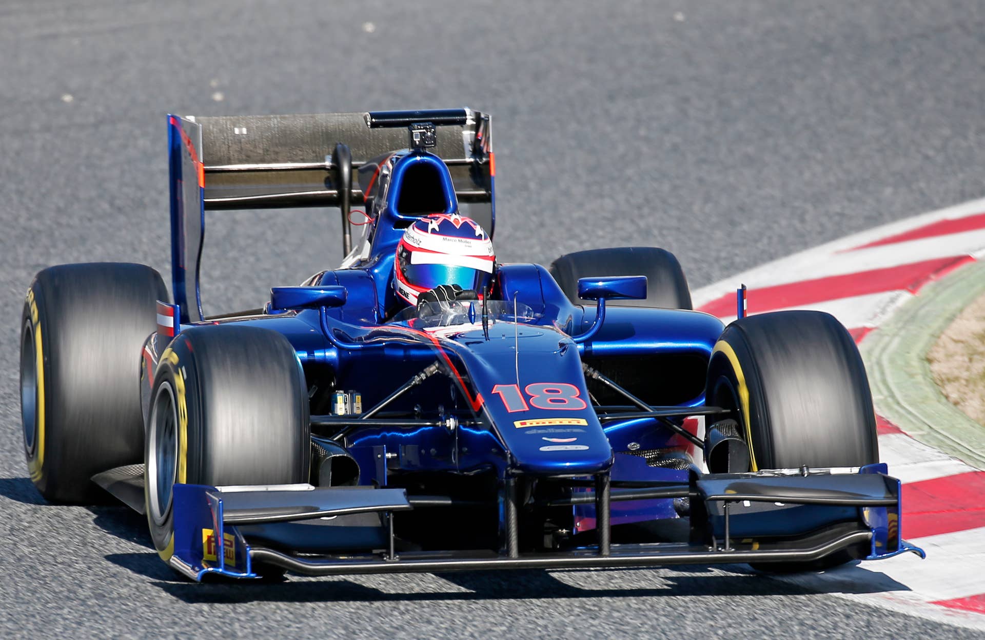 BARCELONA-march 11- SPAIN: Rene Binder and Carlin during the GP2 test, held in the Barcelona-Catalunya circuit, on march 11, 2016. (Photo by Urbanandsport/NurPhoto) (Photo by Joan Valls/NurPhoto/NurPhoto via Getty Images)