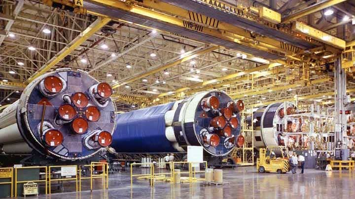 S-IB-7, S-IB-9, S-IB-5, and S-IB-6 in final assembly phase at michoud assembly facility (MAF) november 1967 REF: CCSD-15414-24c (MIX FILE)