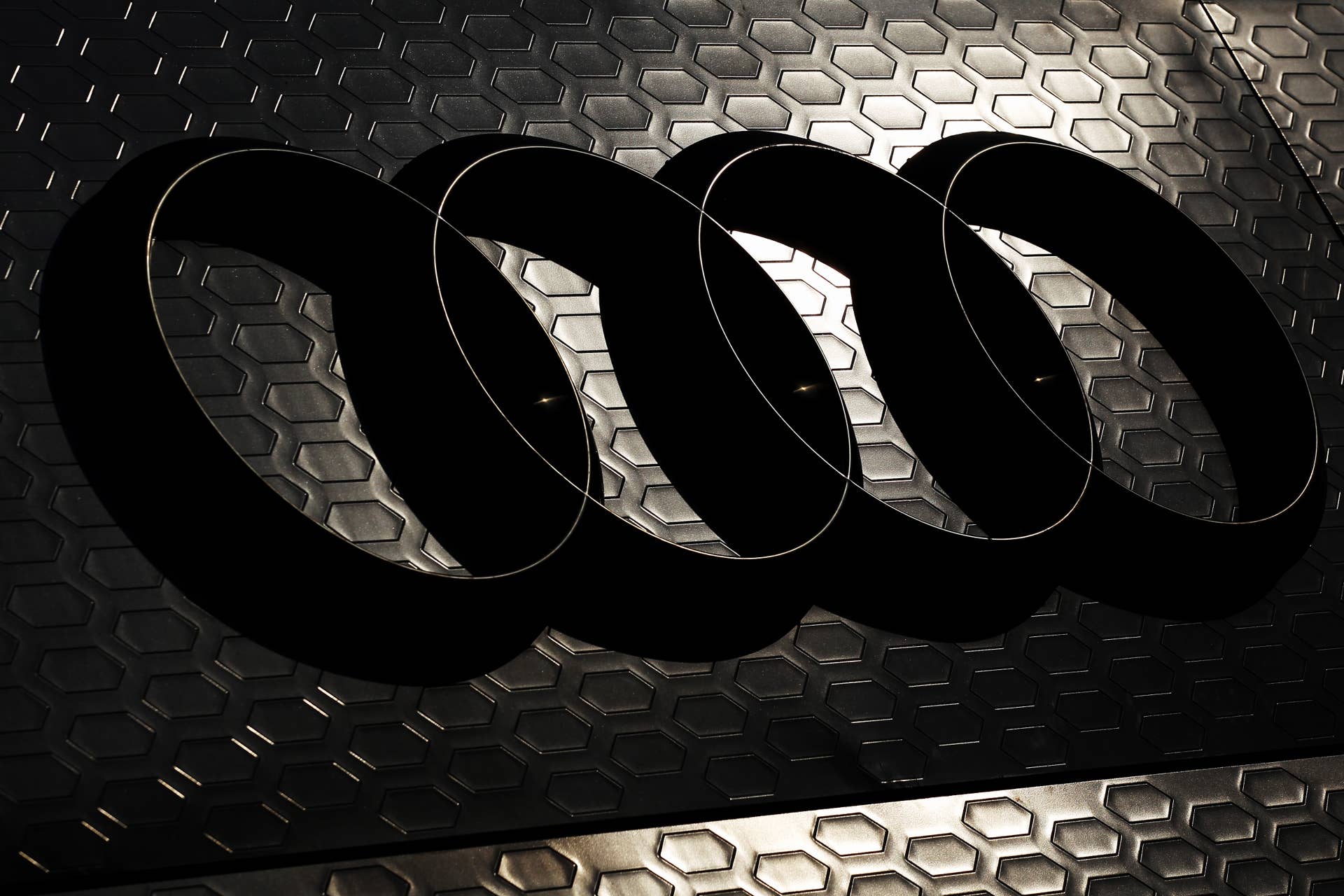 NORTHAMPTON, ENGLAND - APRIL 09: The Audi 4 ring logo is seen on their hospitality unit during previews to the FIA World Endurance Championship 6 Hours of Silverstone at Silverstone Circuit on April 9, 2015 in Northampton, England. (Photo by Ker Robertson/Getty Images)