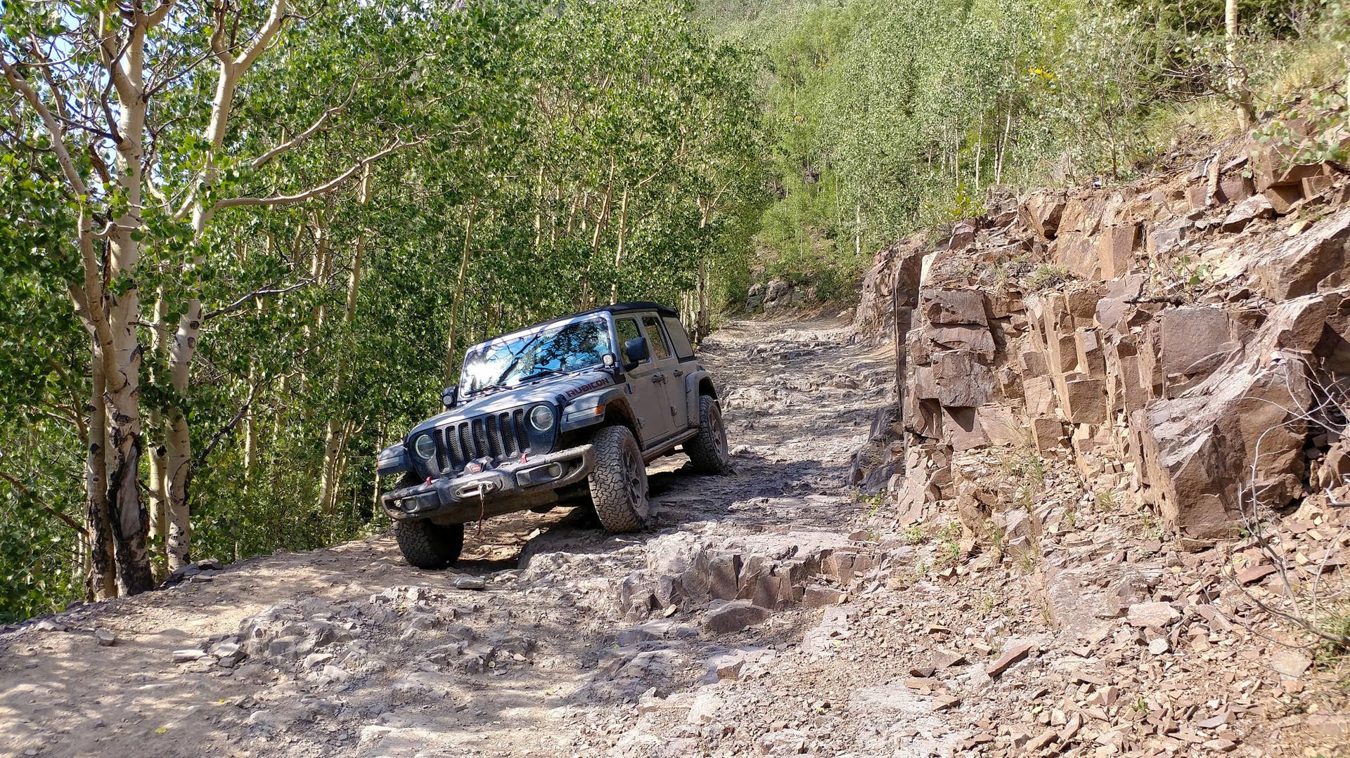 Proper Jeeping. Things get rocky on the way down Engineer Pass in Colorado - lengthy stretches doing 2 or 3 mph and still crunching the rock rails.