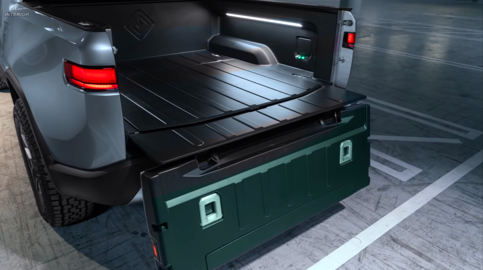 Screenshot from Auto INTERIOR video of Rivian R1T.