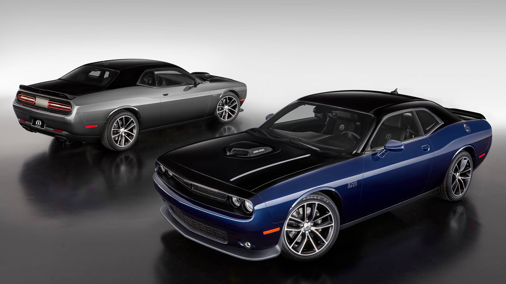 The Mopar brand continues the celebration of its 80th anniversary with the introduction at the Chicago Auto Show of the limited-edition Mopar â17 Dodge Challenger. Only 80 models will be available in Pitch Black/Contusion Blue, with another 80 in Pitch Black/Billet Silver.