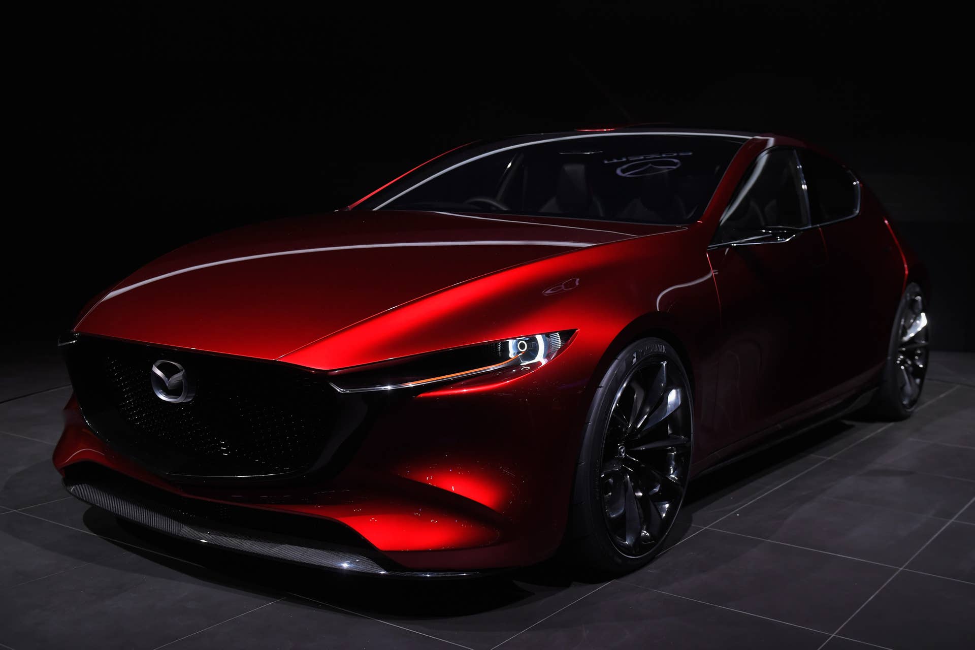 TOKYO, JAPAN - OCTOBER 25: Mazda Kai Concept is displayed at the Mazda Motor Co booth during the Tokyo Motor Show at Tokyo Big Sight on October 25, 2017 in Tokyo, Japan. (Photo by Koki Nagahama/Getty Images for Mazda Motor Co)
