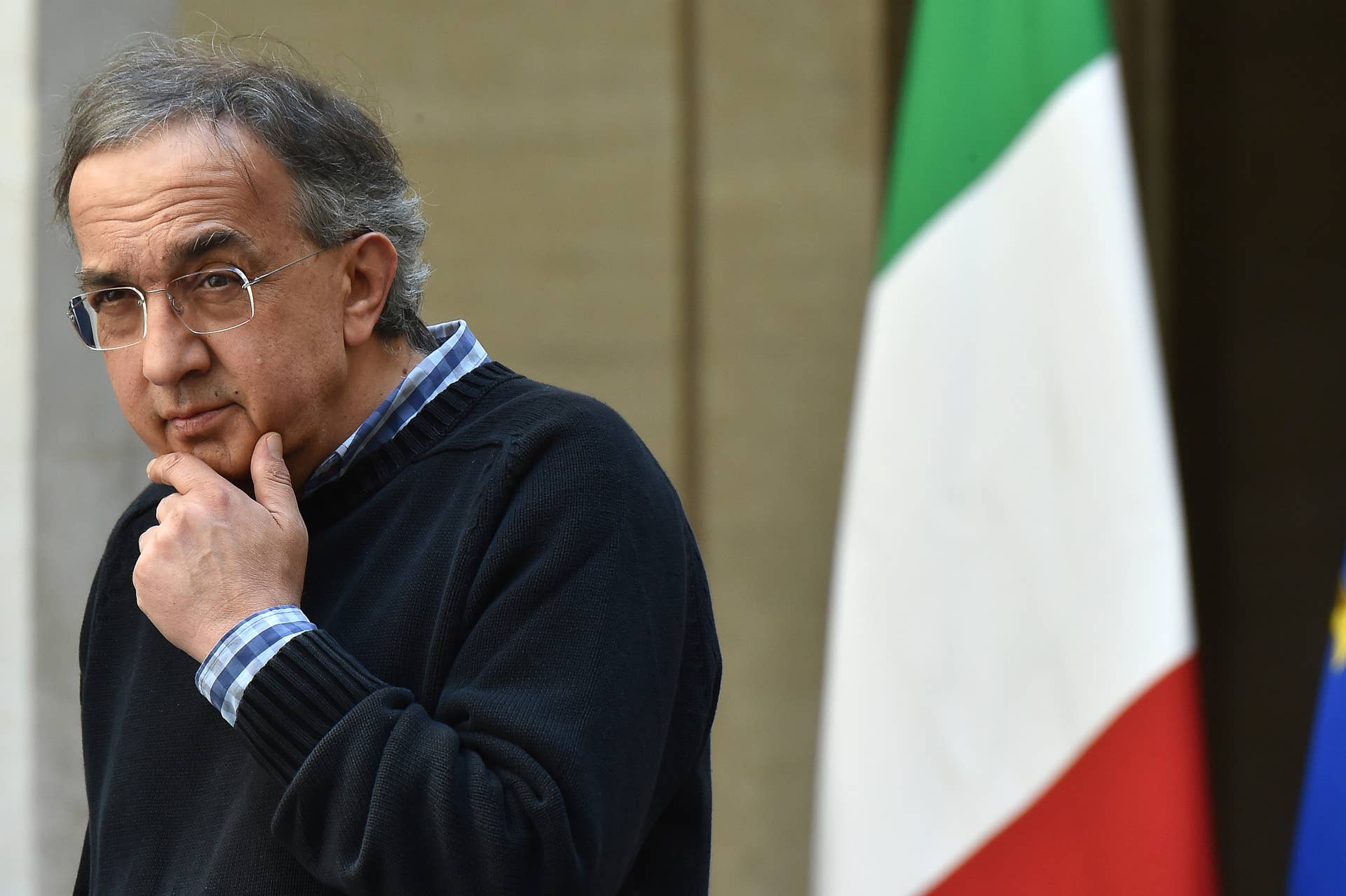 FCA (FIAT) CEO Sergio Marchionne is pictured during the presentation of the new FCA (FIAT) car 'Giulia' on May 5, 2016 at Chigi palace in Rome. / AFP / ALBERTO PIZZOLI (Photo credit should read ALBERTO PIZZOLI/AFP/Getty Images)