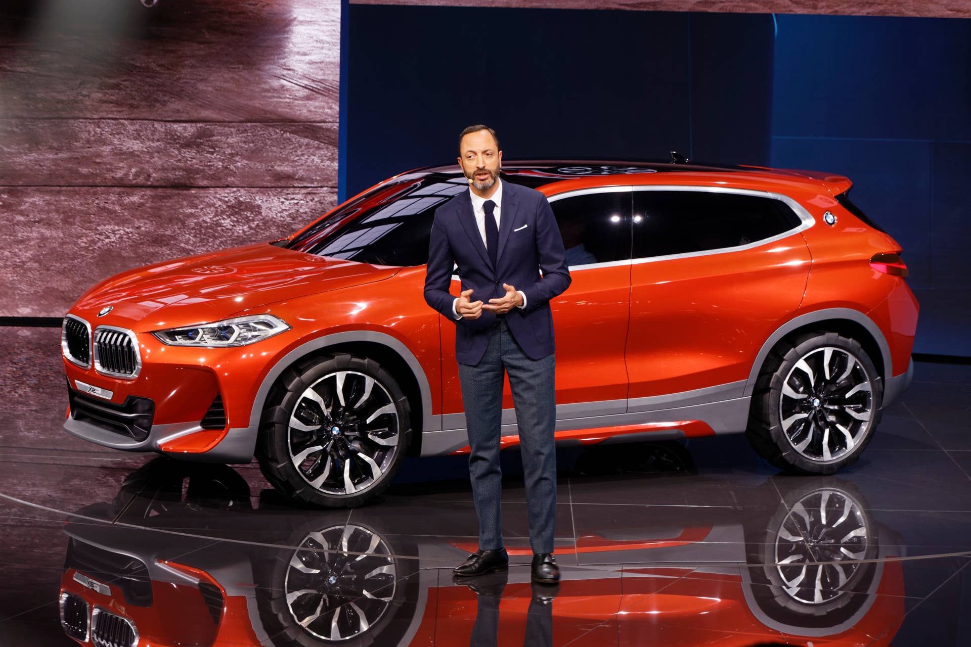 PARIS, FRANCE - September 29: Karim Habib, Chief Designer of the BMW presents BMW X2 Concept during the Paris Motor Show, on September 29, 2016 in Paris, France. (Photo by Bernard Menigault/Corbis via Getty Images)