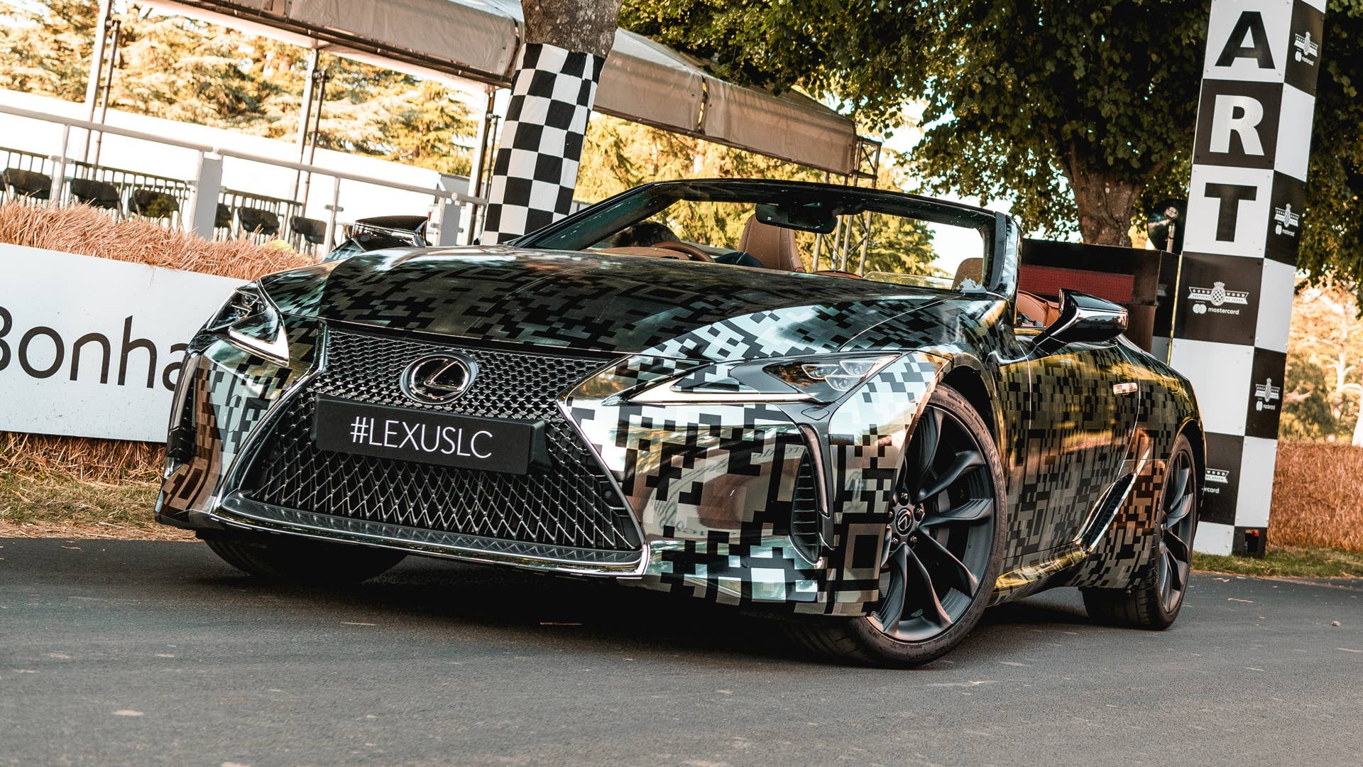 Lexus LC Convertible prototype in silver camouflage