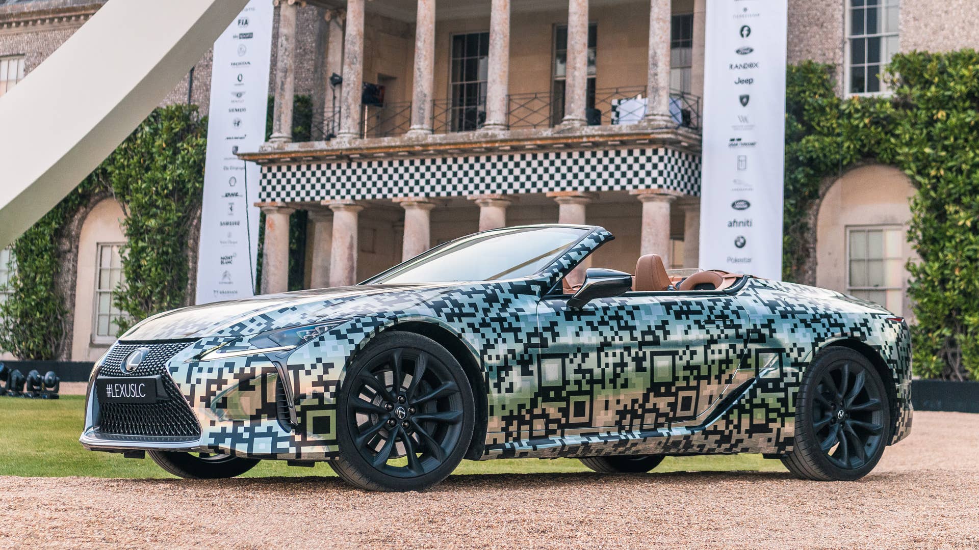 Lexus LC Convertible prototype in silver camouflage